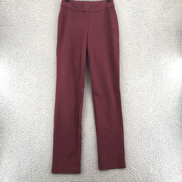 MarlaWynne Pants Women 2 Red Ponte Stretch Slim Leg Pull On Everyday Casual NWT - Picture 1 of 13